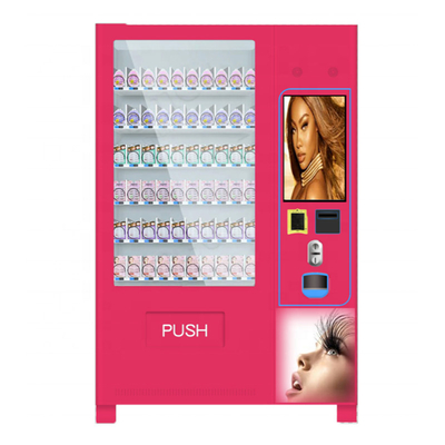 Self Service Touch Screen Lashes Rambut Kecantikan Kosmetik Mesin Penjual Otomatis Merah Muda Mesin Kios OEM