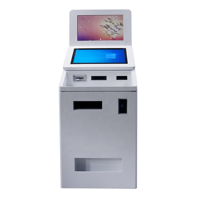 Ukuran Layar Ganda Pembaca Kartu QR Pemindai Uang Tunai dan Pengeluaran Koin Mesin Kios ATM Pembayaran Layanan Mandiri