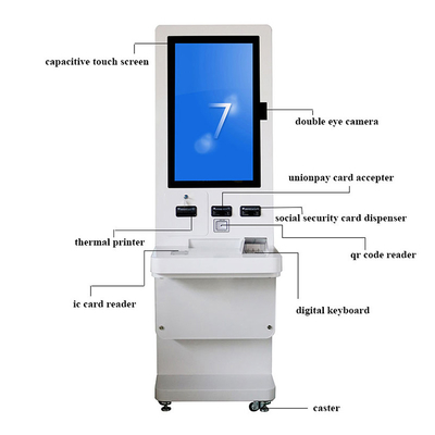 32 Inch Foor Standing Touch Screen Card Dispenser Machine Pembaca Kode QR Kios Tiket Layanan Mandiri