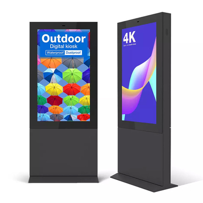 Floor Standing Waterproof 55 Inch Touch Screen Kiosk Untuk Iklan