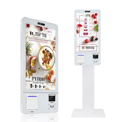 32 Inch Wall Mounted Mesin Pembayaran Kios Pemesanan Sendiri untuk Restoran