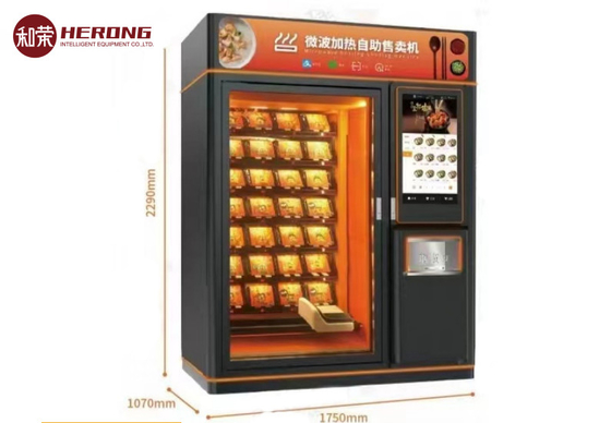 220V mesin penjual otomatis Kiosk Dingin Microwave Dipanaskan Kafetaria Oranye Hitam Pengiriman lancar