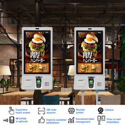 Restoran Cepat Saji 32 Inch Semua Dalam Satu Sentuhan Kios Pemesanan Pembayaran Layanan Mandiri