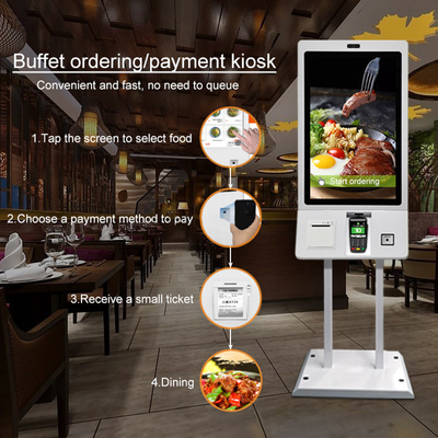 Restoran Cepat Saji 32 Inch Semua Dalam Satu Sentuhan Kios Pemesanan Pembayaran Layanan Mandiri