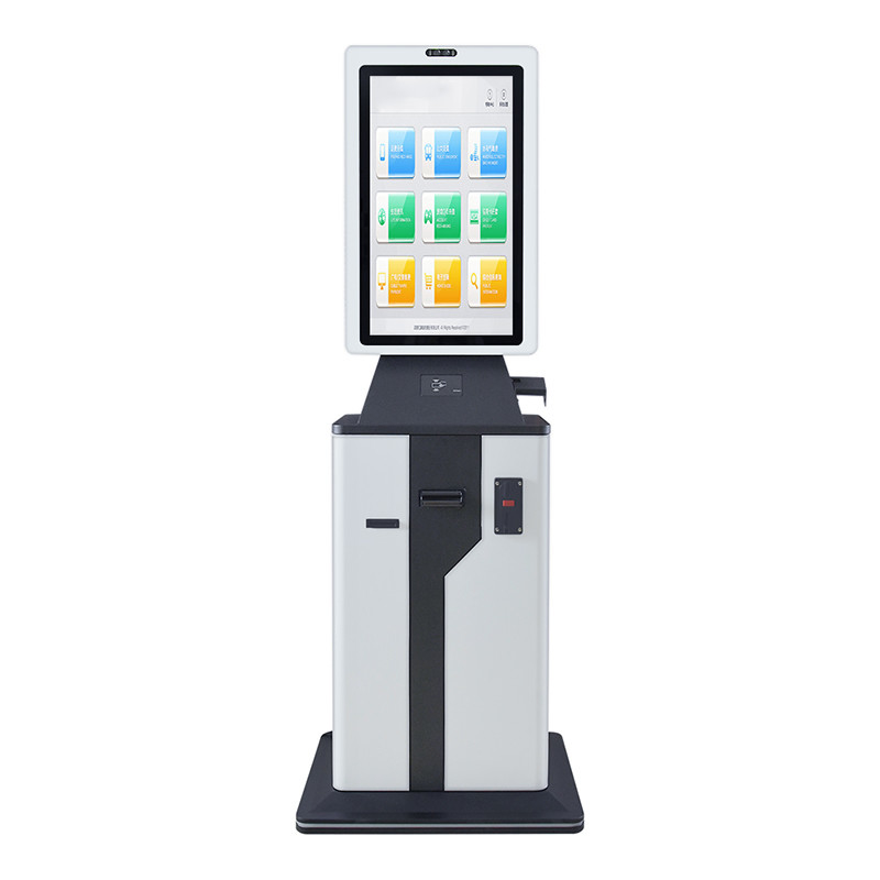 Layar Sentuh 23 Inch Cash Ragistar ATM Kiosk Machine Bank Cash Acceptor Self Service Machine