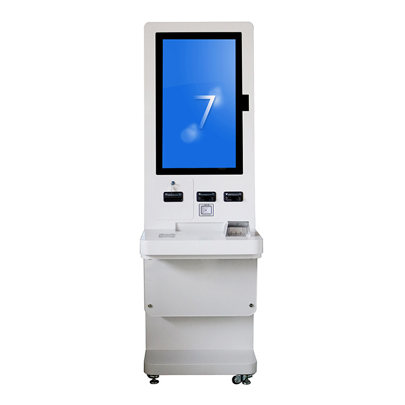 32 Inch Foor Standing Touch Screen Card Dispenser Machine Pembaca Kode QR Kios Tiket Layanan Mandiri