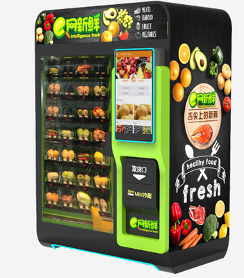 Mesin Penjual Produk Buah-buahan segar Sayuran Salad Mesin Penjual Komersial Cabinet Tunggal Cerdas